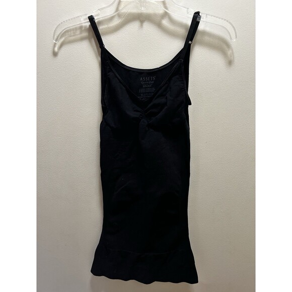 Spanx Assets Red Hot Label M Slip Dress Black Shapewear Thin Straps - Picture 1 of 3